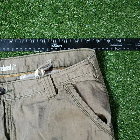 Carhartt Pants Mens 38x32 Khaki Beige Tan Force Relaxed Fit Ripstop Cargo Work - Picture 9 of 11